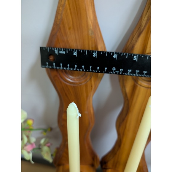 Vintage Wood Candle Sconces Wall Hanging Boho Home‎ Decor Pair - Picture 6 of 9